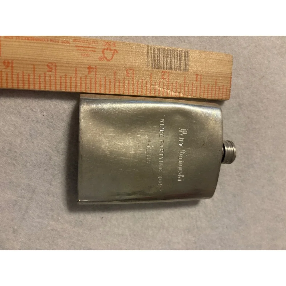 Peter Gabriels Engraved Stainless Steel Hip‎ Flask With Date